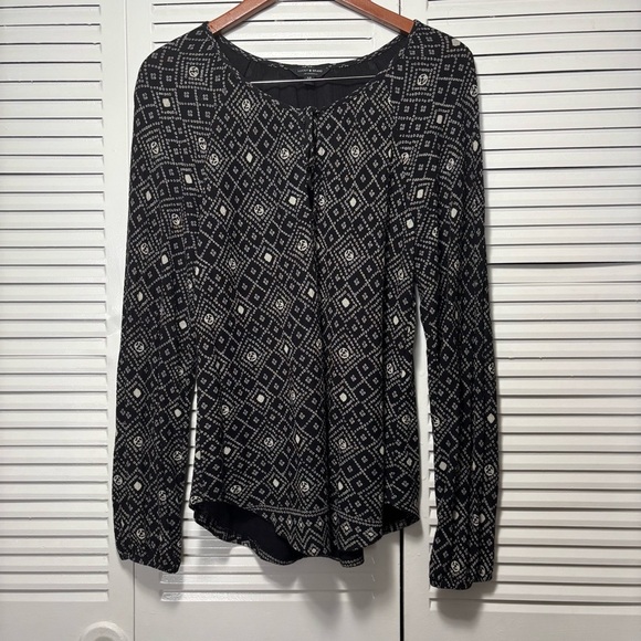 Lucky Brand Womens Small Multicolor Gauze Boho Print Long Sleeve Blouse Size S - Picture 1 of 7